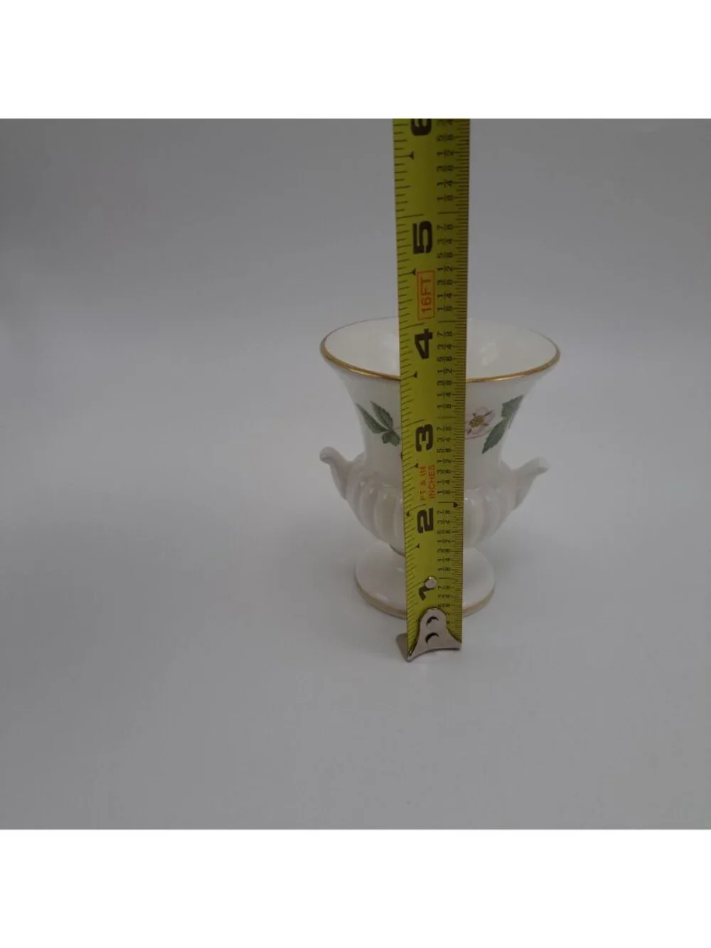 Wedgwood Bone China Vase Strawberry Motif Gold Trim Collectible